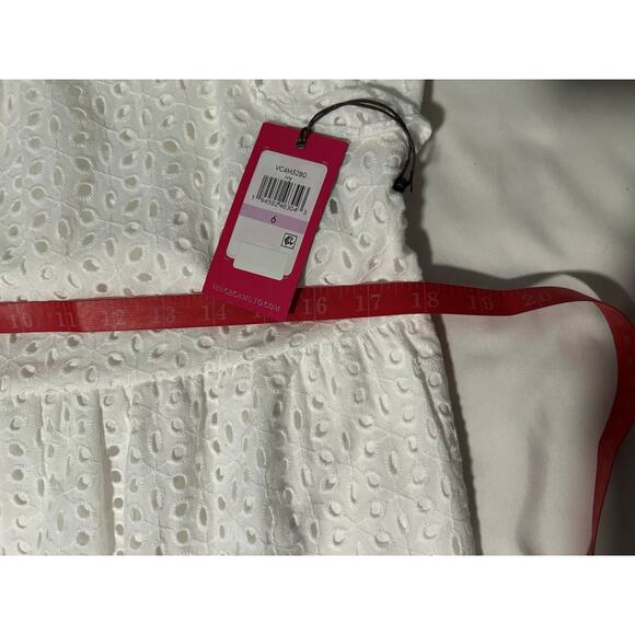 Vince Camuto Feminine White Ruffle Detail Cotton Eyelet Dress Cottage NWT Size 6 - Picture 11 of 12